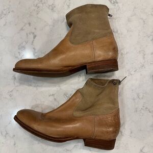 Frye 4001 Jamie Leather & Suede Back-Zip Ankle Boots Size 10